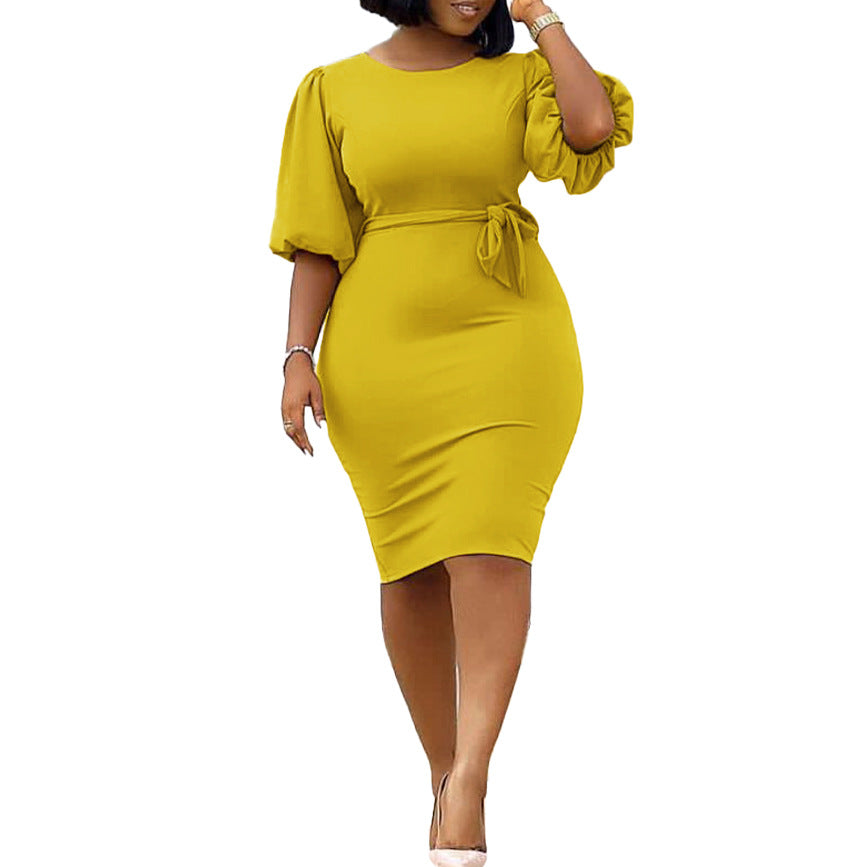 Q074 women's foreign trade dress  new arrival   high-waisted elegant plus size cross-border african european and american style dress