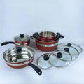 stainless steel pot set 12pcs thickened bottom suit pot kitchen frying pan soup pot milk pot combination suit