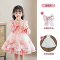Lolita style girls' princess dress - new long sleeve satin bowknot mesh children's dress for little girls and babies