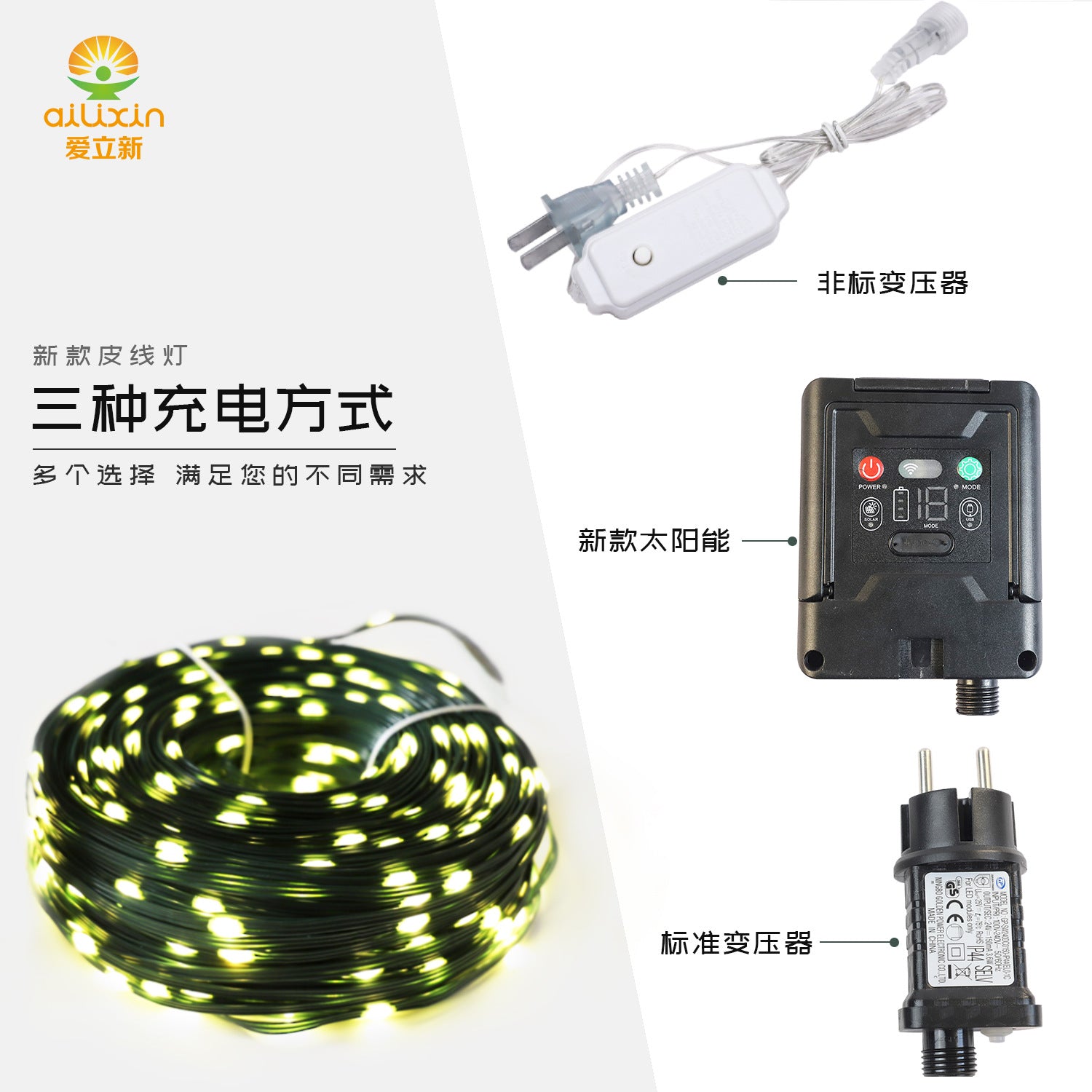 's new 24v low-voltage leather line light string outdoor waterproof garden decoration 100LED leather line color flash light string