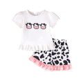 Amazon fashion summer new girls baby cute pattern short sleeve t-shirt printingshortscasual children's clothing suit