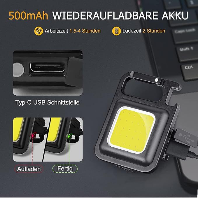 Cross-border multi-function keychain light mini portable portable outdoor small flashlight charging strong magnetic emergency work light
