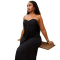 Fashion style cross-border tube top pure color women's clothing strapslimming look outing backpack hip skirt one-line collar hiking dress