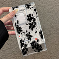 Black floral square case for apple 17 pro max, shockproof iphone 16 transparent 13 protective cover