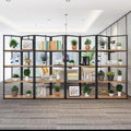 Screen bookshelf office flower rack storage rack iron art partition industrial living room casual display rack display rack shelf