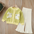 Girls' knitted cardigan sweater set -  autumn/winter new collection - cartoon rabbit design, perfect for little girls
