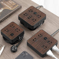 Double shell wood grain socket panel desktop multi-functional for homeusb charging socket with cable plug inspection and drag socket board
