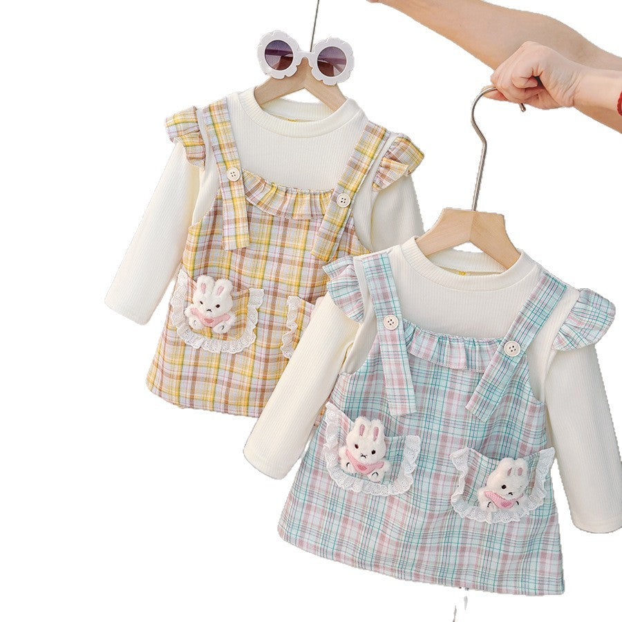 Wholesale foreign trade baby girl summer sweet princess dress  new style little girl fashionable cute faux two-piece