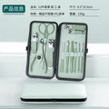 Factory direct green stainless steel beauty set - 18 piece manicure kit with nail clippers, nail files, and grooming tools
