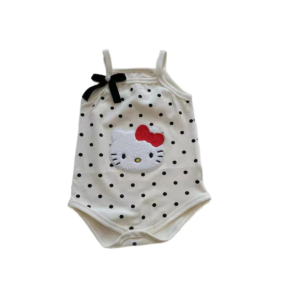 summer new arrival: korean style cat & bowknot romper - lightweight one-piece outfit for baby girls, perfect for crawling and outdoor adventures