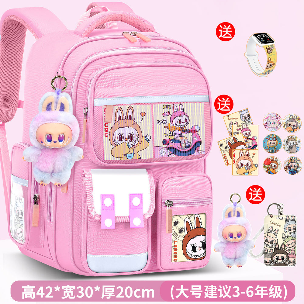 Labubu backpack - new 2026 model for elementary school students (grades 1-6). lightweight, spine-protecting, and load-reducing design for boys and girls
