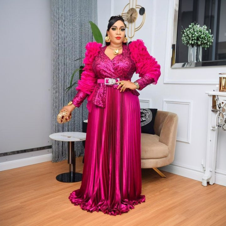 Fashion cross-border  hot diamond sequined banquet dress african new arrival women's plus size high waistdress