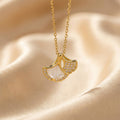 Japanese and korean style simple copper inlaid zirconium full diamond shell necklace accessible luxuryniche style female elegantfashion titanium steel clavicle chain jewelry