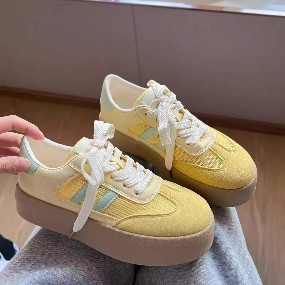 Best sellingthick sole heightening german training shoes white shoes for women 2026 summer new arrivalcasualeasiest for match breathable mesh sports shoes