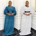 European and american  african robe plus size women's clothing african  cross-border foreign trade round neck lace dress