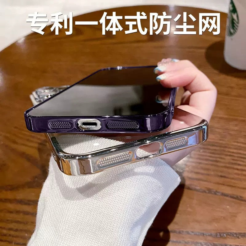 Suitable for iphone17 mobile phone case electroplated hard case apple 16 anti-fall protective case apple 16pro mobile phone case