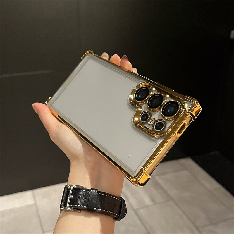 Suitable for samsung s26ultra mobile phone case a56 with lens film electroplated four-corner airbag all-inclusive anti-fall tpu soft shell