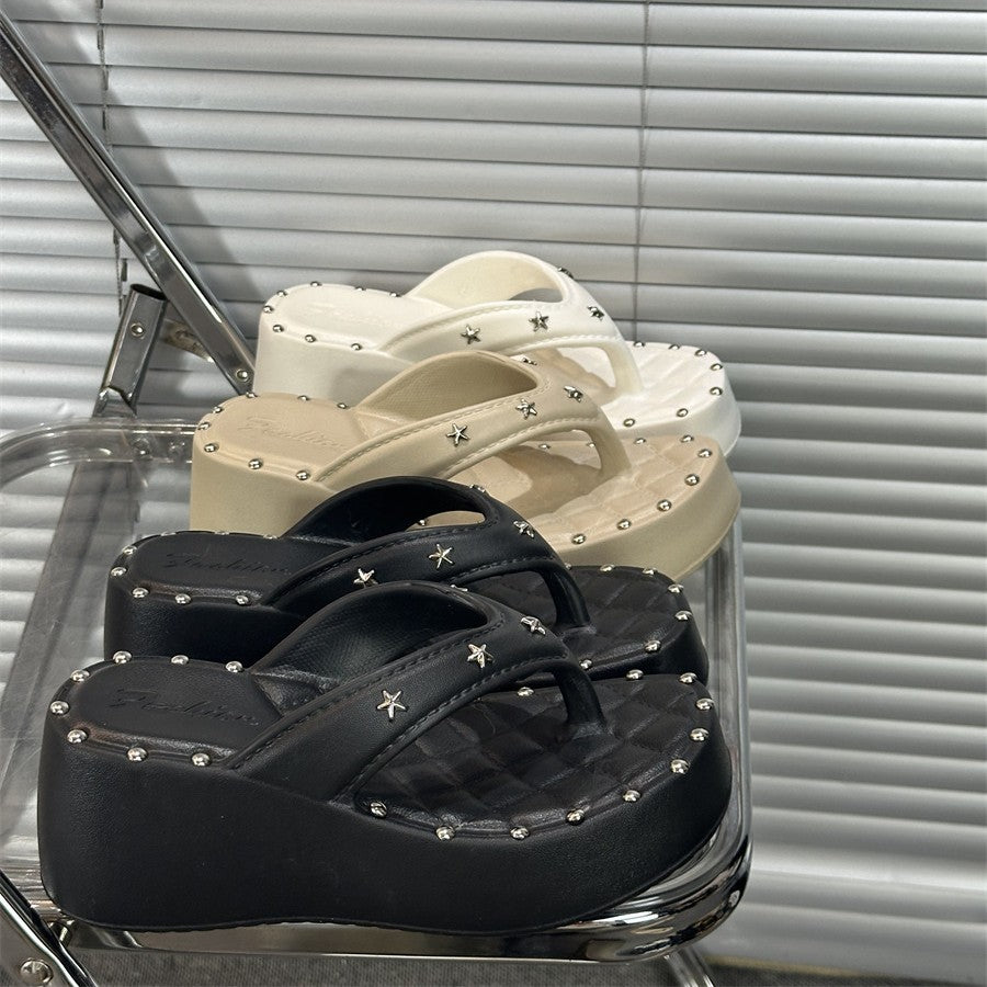 7cm punk internet celebrity thick sole flip-flops women's outwear 2026new arrivalsummer sandals and slippers for summer outings