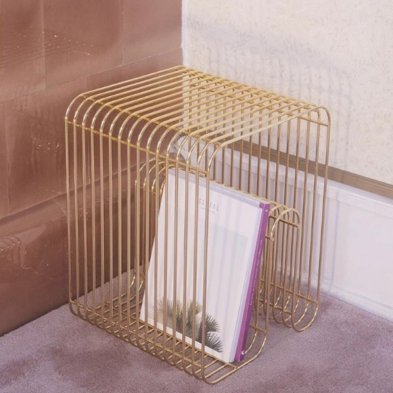 Factory direct sofa side table living room balcony magazine rack bedside storage bookshelf creative iron art small coffee table