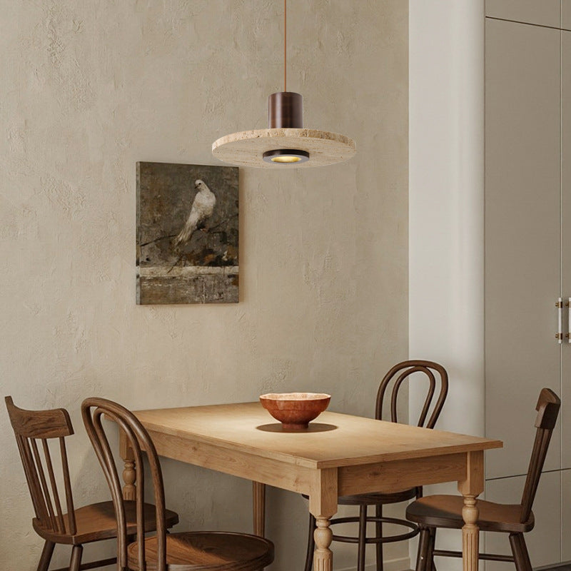 Yellow travertine medieval bedside bedroom chandelier premium sense retro wabi sandy wind American bar counter study restaurant table lamp