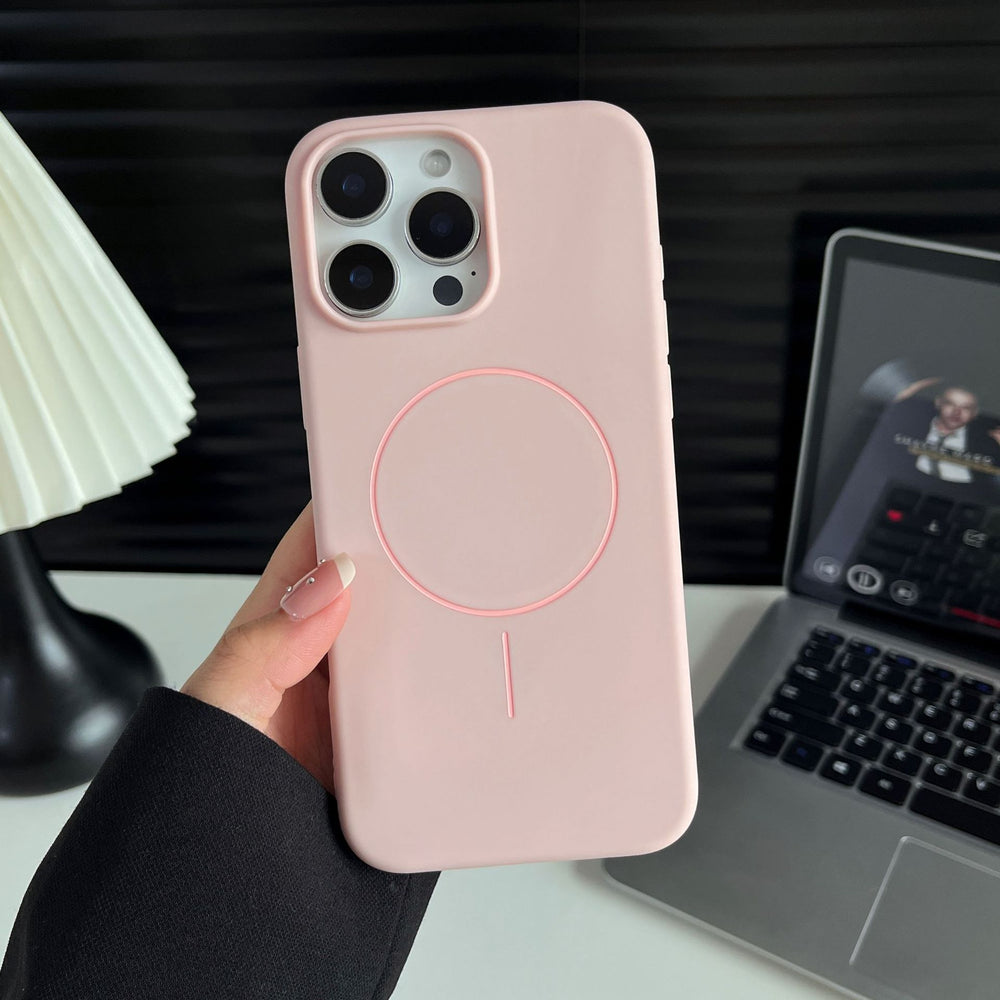 Matte tpu magnetic compatible iphone 17 pro max phone case, solid color 16 with velvet interior, apple 15 official style case