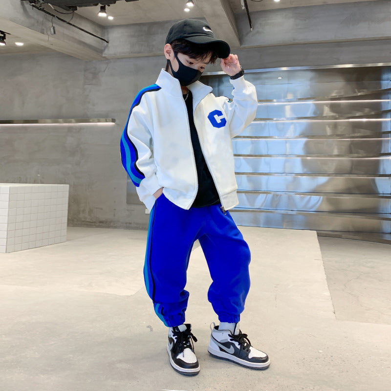 Boys' fall outfit set  new style, mid-to-large children's spring/autumn tracksuit, stylish kids' spring fashion clothing wholesale