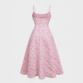 cross-border french pink camisole lace-up waist maxi dress