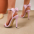 2026 new european and american style pink bow stiletto sandals - women's thong sandals with sexy open toe