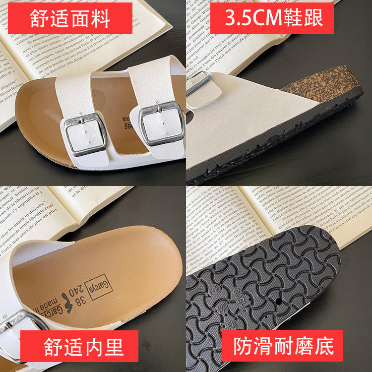 Men's birkenstock-inspired summer sandals: thick-soled, non-slip, casual unisex style with double buckle closure. perfect for outdoor wear, beach, and export