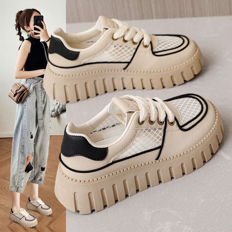 Thick-soled summer models, breathable and versatile little white shoes, children's new leisure popular mesh casual board shoes in the summer of 2024