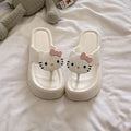 Cute hello kitty flip-flops for women, new thick-soled platform wedge sandals, women's summer slippers, height-increasing shoes