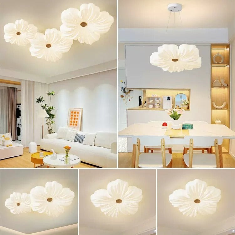 Flower living room light ceiling light cream wind petal master bedroom light warm children's room dining room lighting modern and simple