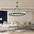 American industrial style two-tier ring pendant light - clear glass hotel villa living room dining room lighting fixture