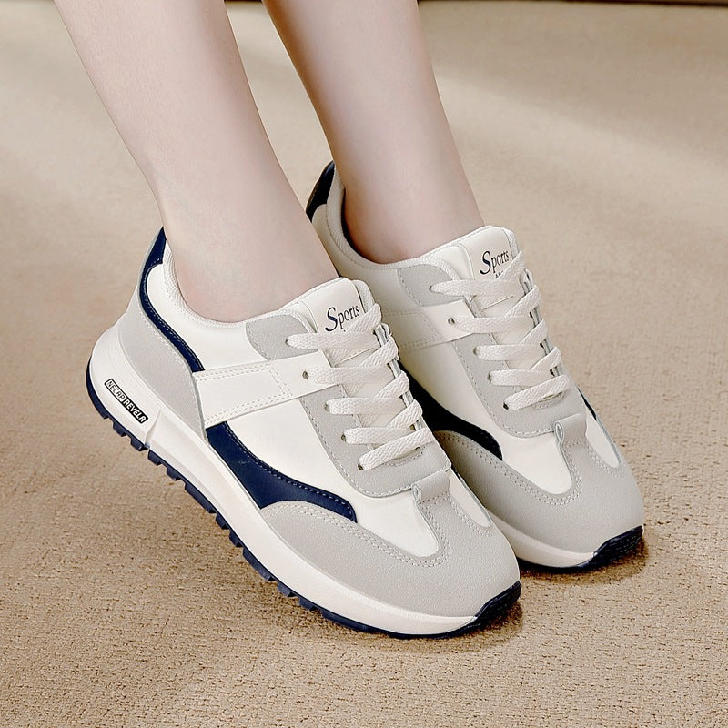 plus size women's shoes new arrival leather sneakers women's k-styleeasiest for matchflatscasual soft bottom running dad shoes