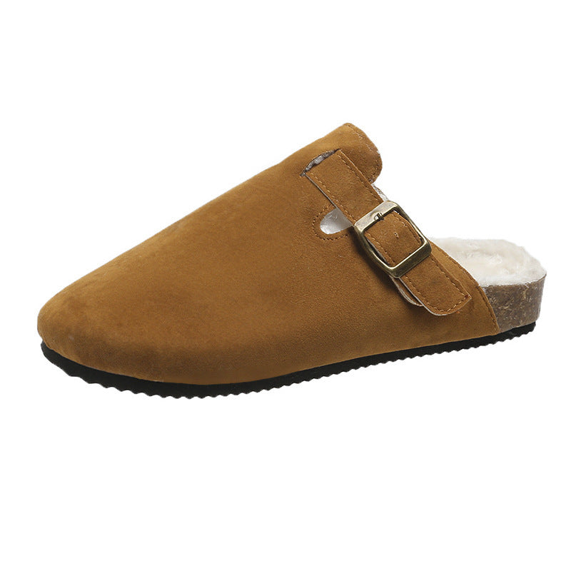 Plus size women's cork bottom slippers cross-border export baotou half slippers birkenstock shoes soft bottom roman shoes 35-46 wholesale