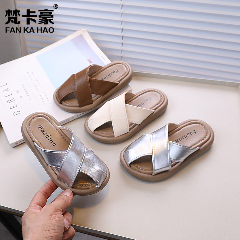 Vancahao baotou slippers summerflatsnew arrivalgirlretro one-piece slippers outwear sandals