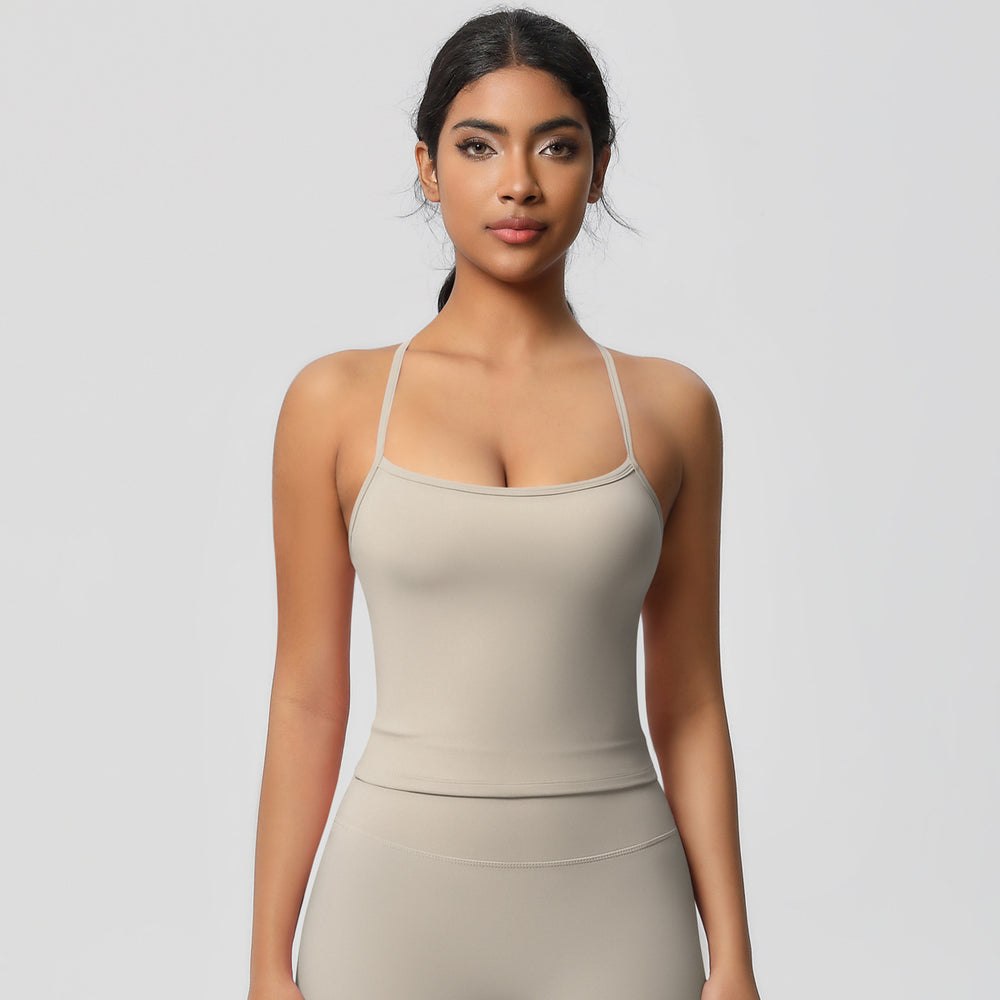 Shockproof push-up strappy back yoga bra - quick-dry, breathable, compression top - running & fitness sports tank top for women