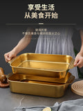 Stainless steel flat bottom thickened grilled fish plate - ideal for hotels, restaurants, seafood buffets, and commercial use. rectangular serving dish