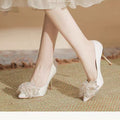 2025 new women's pointed-toe stiletto heel wedding shoes bridal shoes with floral embellishments for wedding dresses