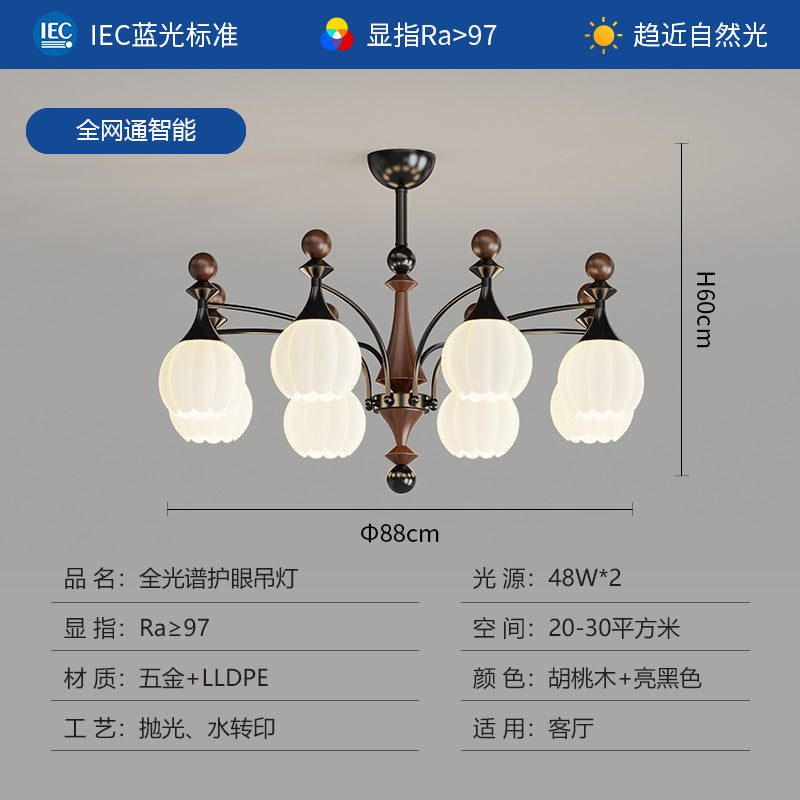 French medieval style living room chandelier modern simplicity high-end hall main lighting 2025 new walnut lamps