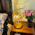 French retro seashell table lamp - bedroom bedside lamp - warm & romantic decor - natural shell crystal table lamp