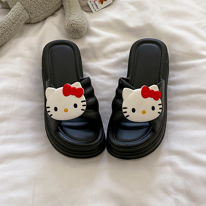 Kt cat cute slippers women's new thick sole home outwear easiest for matchnon-slip stomping on shit feeling cool slippers women