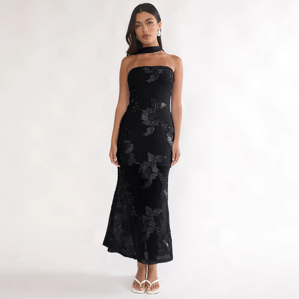 C7671 cross-border   fashion women's summer elegant sexy slim-fit backless dress