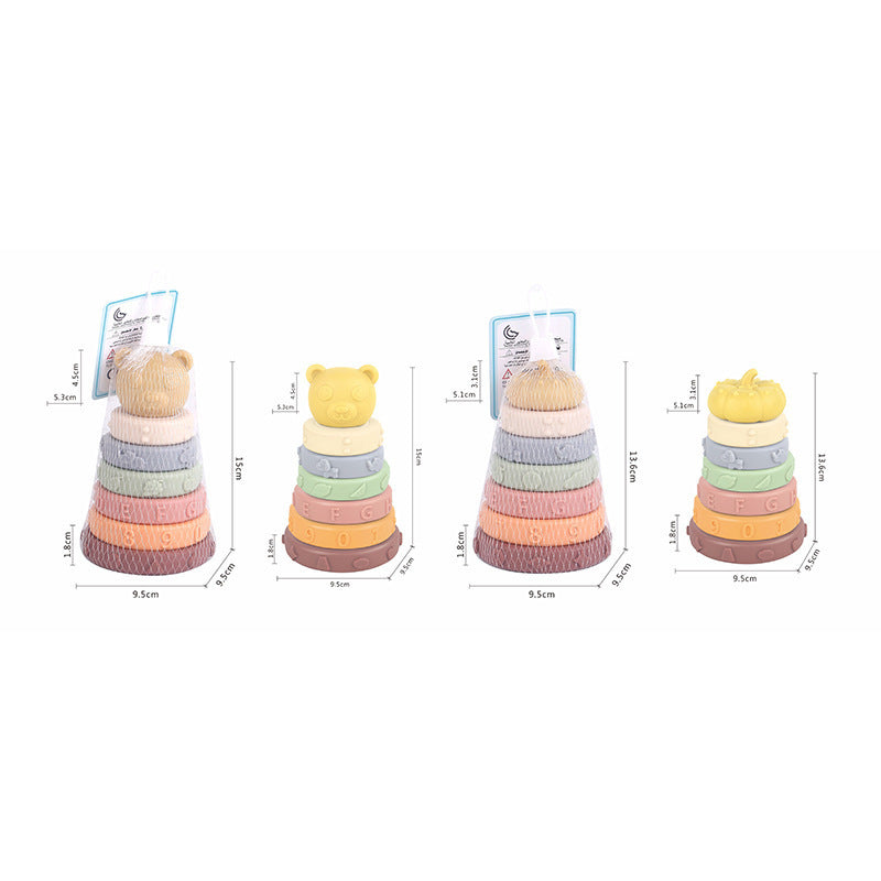Cross-border export  baby vinyl stacking high early education cognitive soft glue stacking music baby stacking ring toy