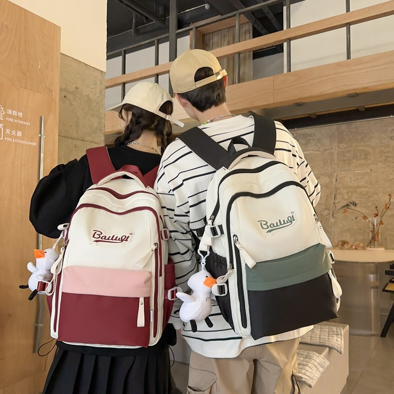 Men's college student backpack, junior high & high school student large capacity lightweight backpack, women's middle school backpack, breathable & weight-reducing backpack