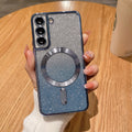 Gradient glitter electroplated magnetic case for samsung s25 edge, s24 ultra lens film, cd pattern protective soft case