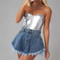 summer new arrival: raw hem denim hot pants - women's high-waisted, slimming, designer a-line wide-leg denim shorts