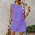 Xibo women's clothing  summer new collection: women's solid color minimalist fashion casual sleeveless top and shorts set
