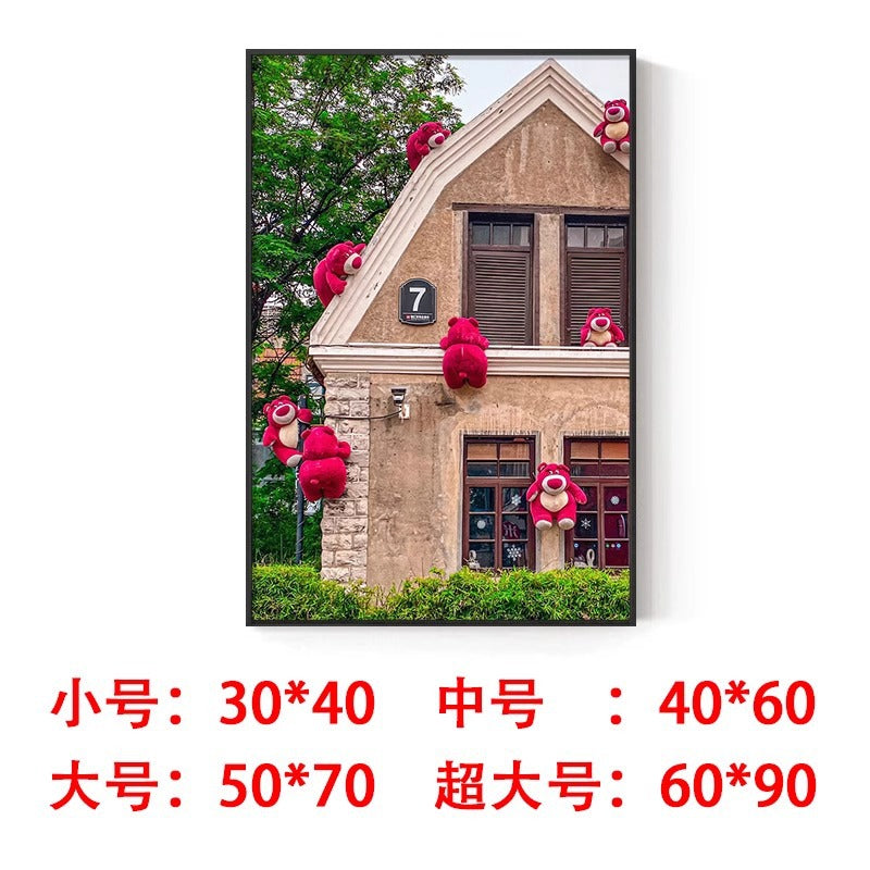 Strawberry bear decorative painting cute trend lotso Stitch pendulum painting hanging painting living room bedroom wall painting
