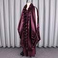 Burgundy satin pleated lace shawl jumpsuit suit african loosev neck robe elegance dinner two-piece set
